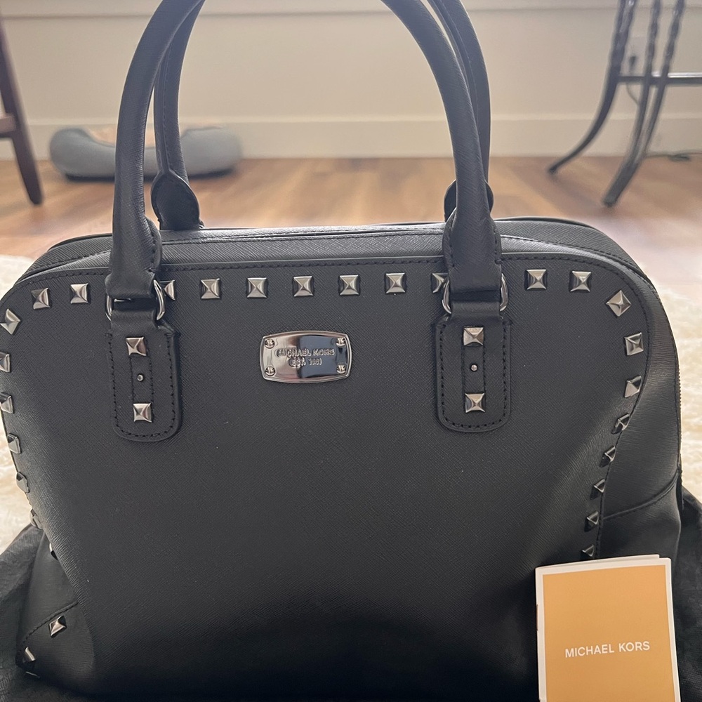 Michael Kors Sandrine Large Black Studded Women's Bag